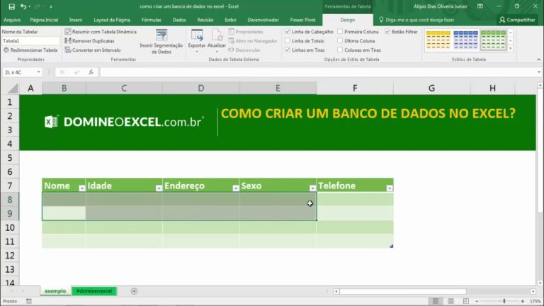 Como Criar um Banco de Dados no Excel