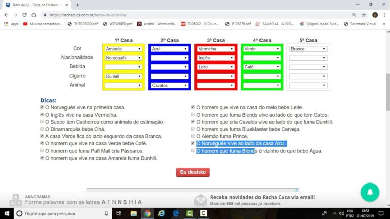 O Enigma das 5 Casas de Einstein
